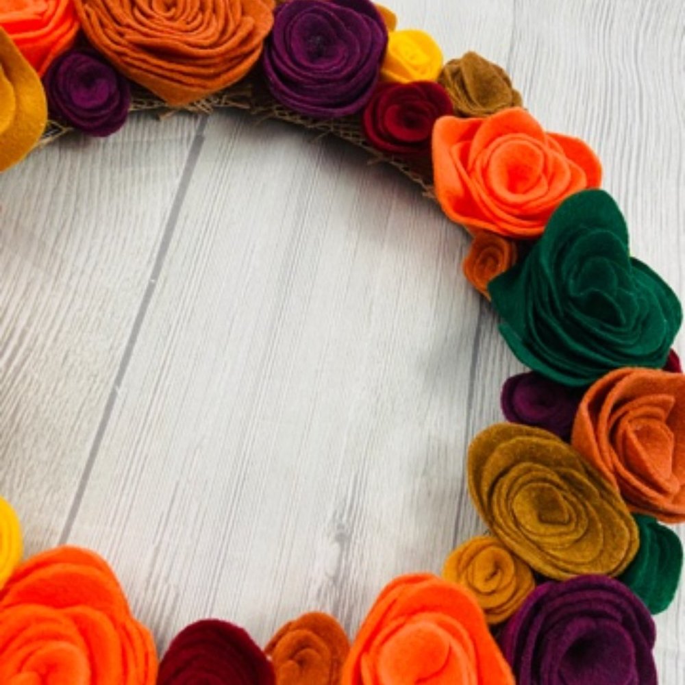 Felt Rose Fall Wreath - Picture 3 of 4